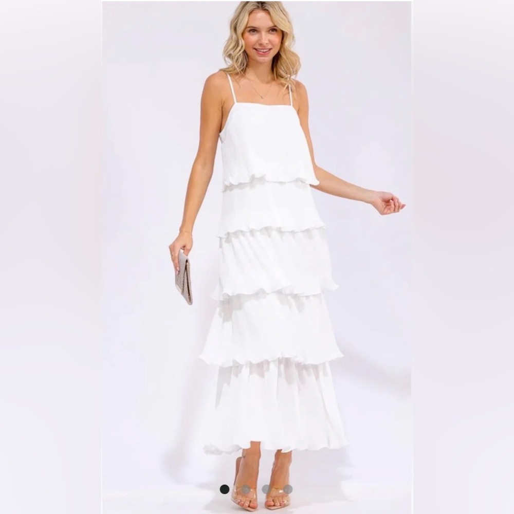 Elegant White Tiered Maxi Dress